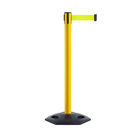 Montour Line Stanchion Belt Barrier Rubber Base Yellow Post 7.5ftFl.Yel Belt P400RB-YW-FYW-75